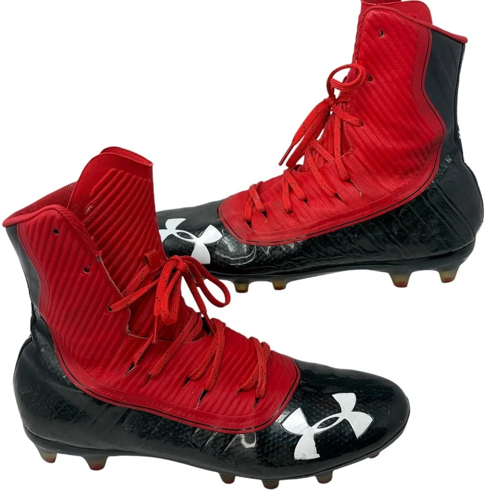 Under Armour Highlight MC Football Cleats Red Black Men's 11.5 High Top Molded